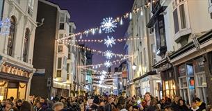 The crowd at the Barbican Christmas Lights switch on in Plymouth