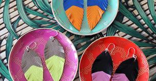Make your own leather feather earrings workshop