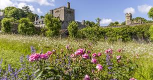 Buckland Abbey as seen from a beautiful garden below