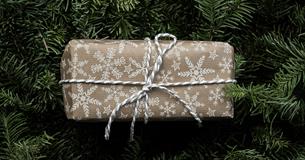 Christmas present on a christmas tree