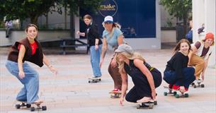 people skating outside