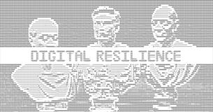 photograph that has been digitally altered and showing three busts of men