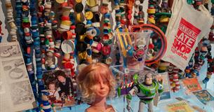 Photograph of a plastics pollution display