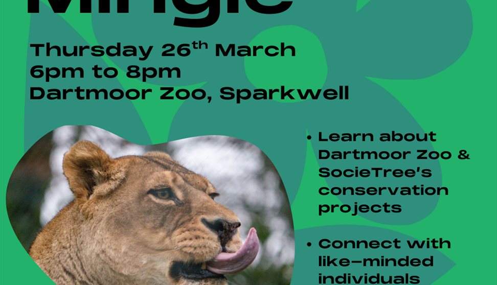 "Promotional graphic for an event called 'Climate Mingle'. The background is green with abstract leaf shapes. Text on the image reads: 'Thursday 26th