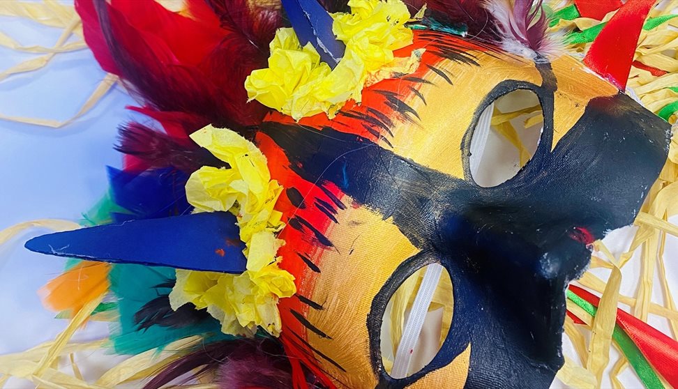 Brightly coloured mask