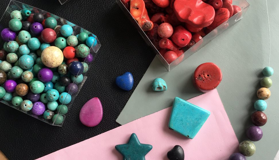 Adult's bead necklace jewellery workshop - crystals + semi precious stones