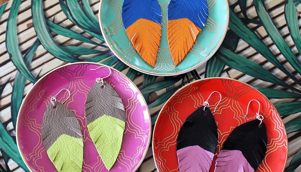 Make your own leather feather earrings workshop