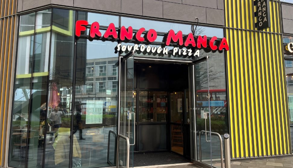 The exterior of Franco Manca at Drake Circus, The Barcode