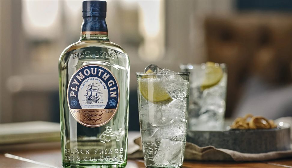 Plymouth gin with a glass