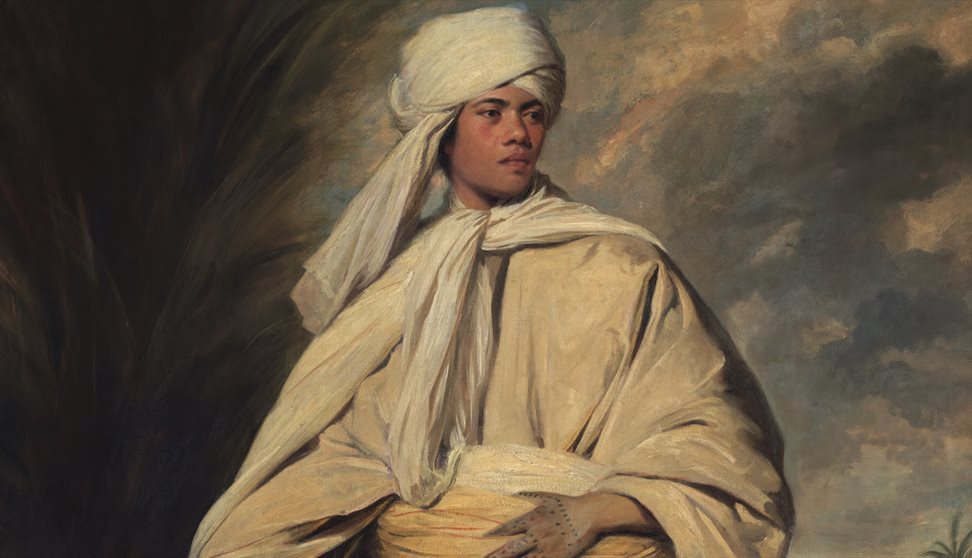 Portrait of Mai (Omai) by Sir Joshua Reynolds c 1776. Oil on canvas; 236 × 145.5cm. Image courtesy of National Portrait Gallery, London and Getty.