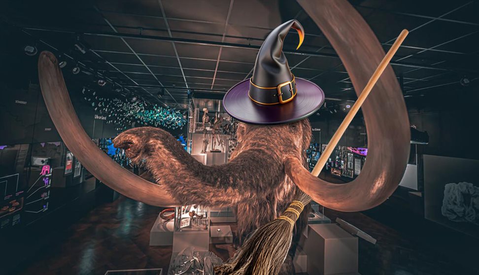 Mildred the Mammoth in Halloween costume