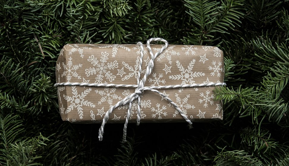 Christmas present on a christmas tree