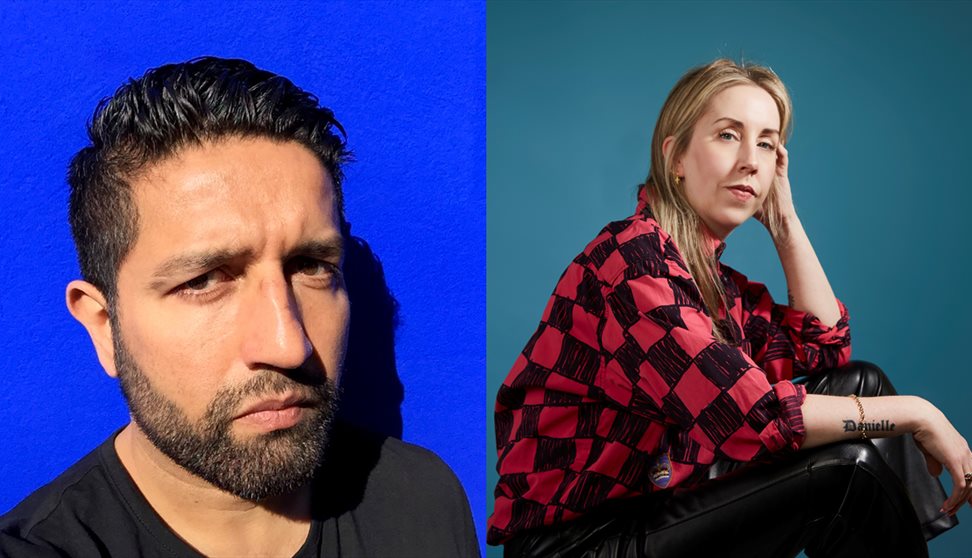 Two portrait photographs showing a man and woman seperately