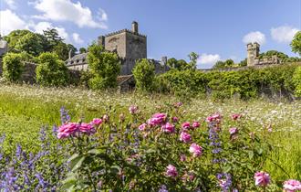 Buckland Abbey as seen from a beautiful garden below
