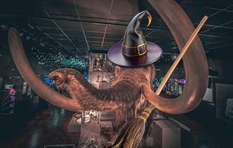 Mildred the Mammoth in Halloween costume