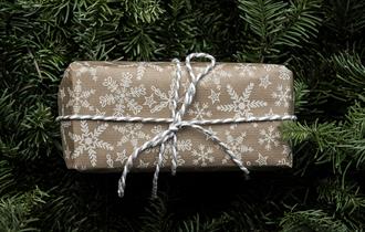 Christmas present on a christmas tree