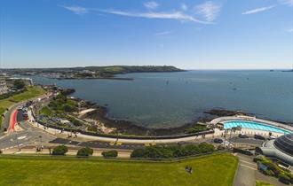 Aerial view of Plymouth Sound, Shores and Cliffs.