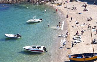 Aerial view of Cawsand beach.
