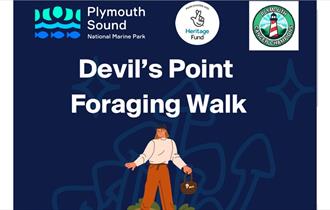 Flyer for a free foraging walk for people affected by cancer, featuring logos for Plymouth Cancer Champions, The National Lottery Community Fund, and