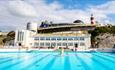 Tinside Lido on Plymouth Hoe, looking out to Plymouth Sound National Marine Park