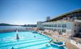 Tinside Lido on Plymouth Hoe, looking out to Plymouth Sound National Marine Park