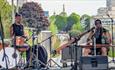 Musicians at Amphitheatre space in Armada Way in Plymouth city centre