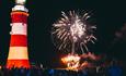 British Firework Championships on Plymouth Hoe, with Smeaton's Tower on the forefront