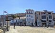 Barbican with Tourist Information Centre and Mayflower Steps