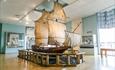 Mayflower replica ship at the Mayflower Museum above the Tourist Information Centre in Plymouth