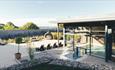 Gaia Spa's sun terrace and pool at Boringdon Hall Hotel