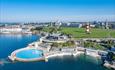 Smeaton's Tower on Plymouth Hoe, with Tinside Lido in the forefront