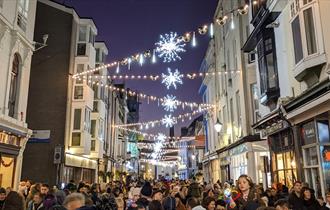 The crowd at the Barbican Christmas Lights switch on in Plymouth
