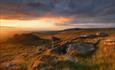 Dartmoor landscape at sunset