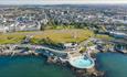Plymouth Hoe and Tinside Lido towards city