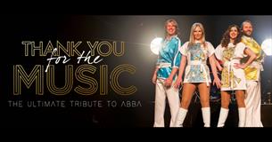 Image of the Abba tribute together with the Abba header next to them