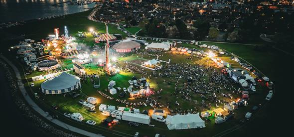 birds eye view of the festival at night
