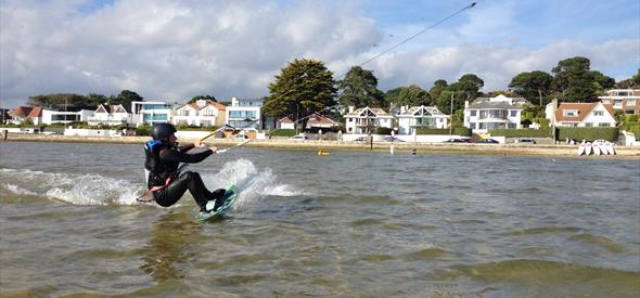 Kitesurfing in a harbour