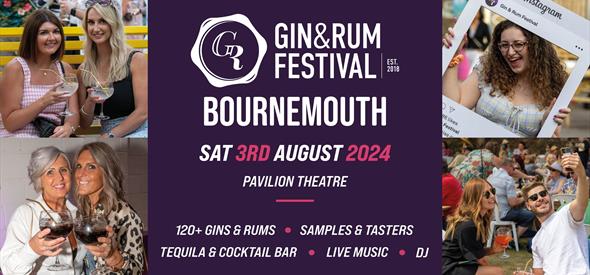 Gin and Rum Festival promotional poster with people enjoying a drink 