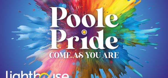 Pride colourful poster with date and 'come as you are'