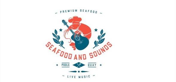 Seafood & Sounds Festival poster with a prawn playing the guitar 