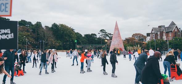 People skating on the Bournemouth Ice Skating Rink at Christmas