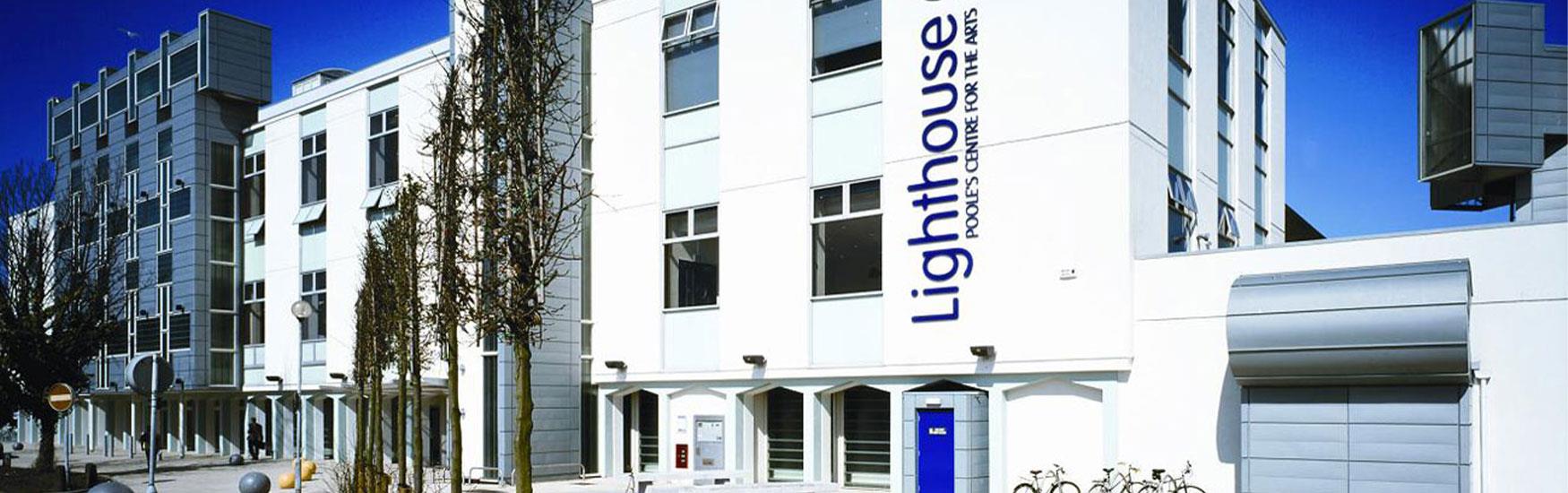 Exterior shot of the Poole lighthouse theatre illuminated by the sun