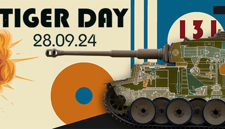 Tiger Day promotional poster with clipart of a tank