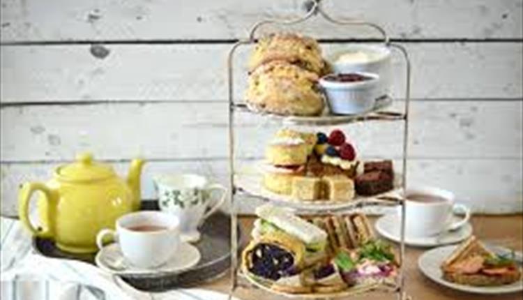 Afternoon Tea laid out on a wooden table