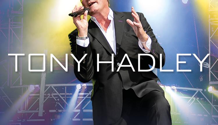 Tony Hadley in a suit singing into a microphone on stage