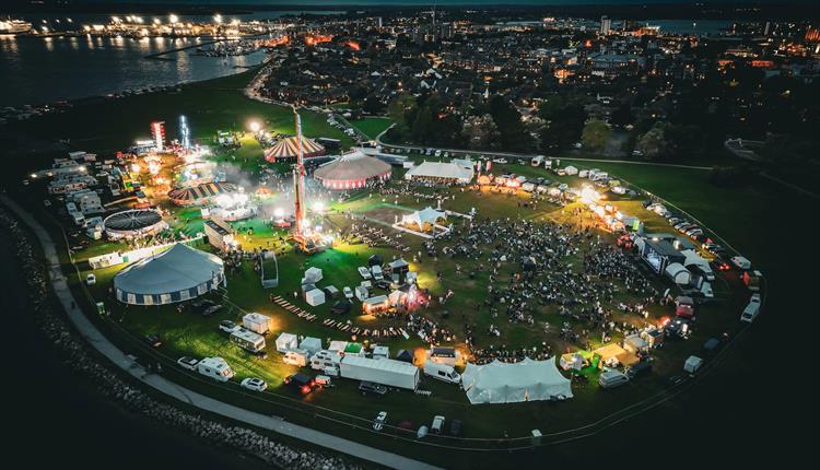 birds eye view of the festival at night