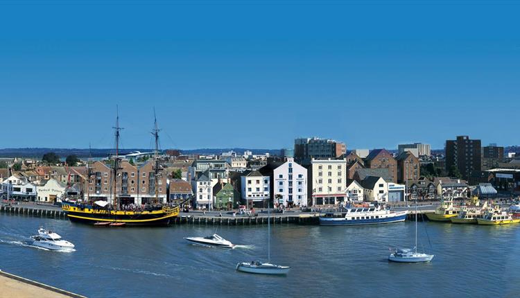 Panoramic views of Poole harbour during summer