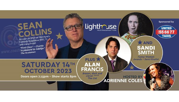 Poster of Sean Collins and other comedy acts at the lighthouse in Poole