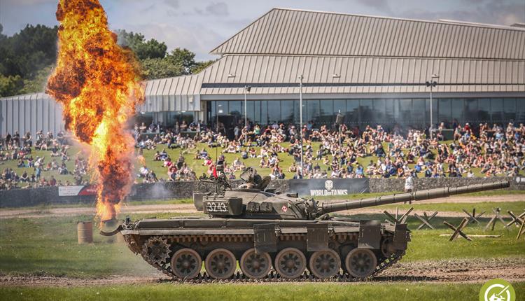 Tank with fire coming out of it