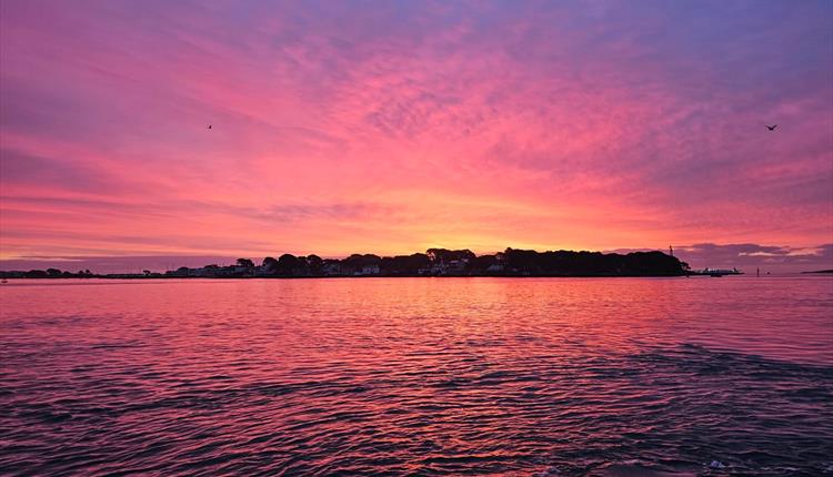 Pink sunset over Brownsea Island